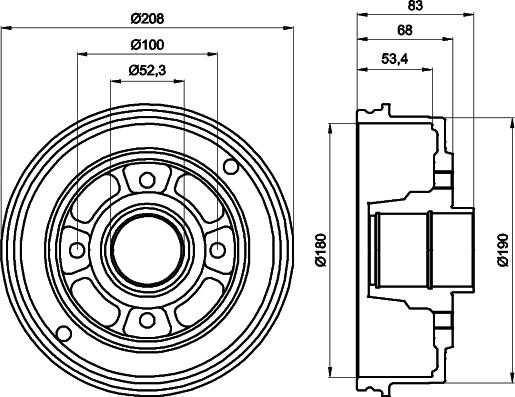 HELLA 8DT 355 300-351 - Гальмівний барабан autocars.com.ua