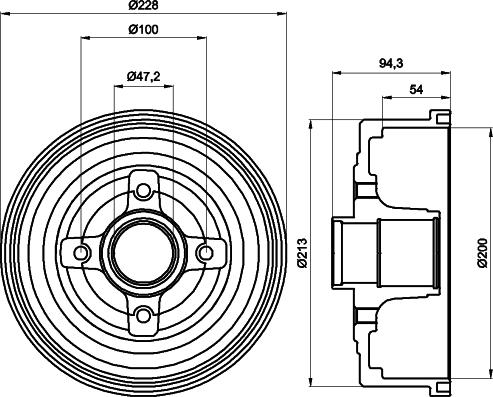 HELLA 8DT 355 300-411 - Гальмівний барабан autocars.com.ua