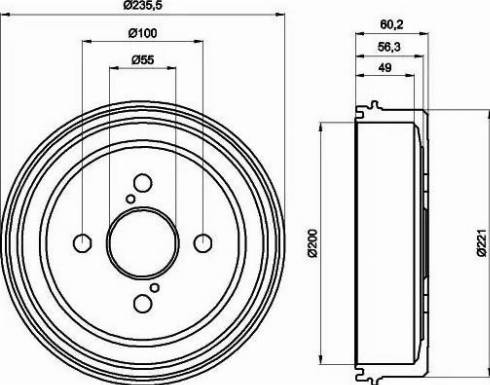 HELLA 8DT 355 300-511 - Гальмівний барабан autocars.com.ua