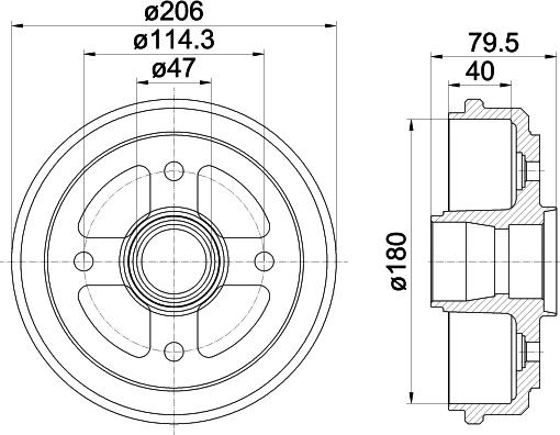 HELLA 8DT 355 300-561 - Гальмівний барабан autocars.com.ua