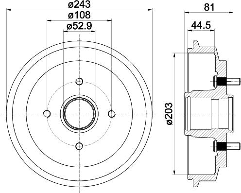 HELLA 8DT 355 300-601 - Гальмівний барабан autocars.com.ua