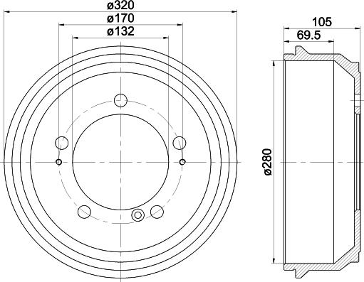 HELLA 8DT 355 300-631 - Тормозной барабан avtokuzovplus.com.ua