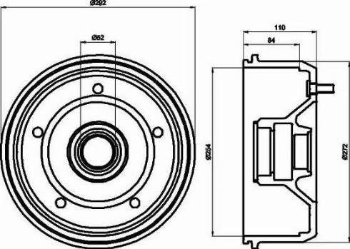 HELLA 8DT 355 300-701 - Гальмівний барабан autocars.com.ua