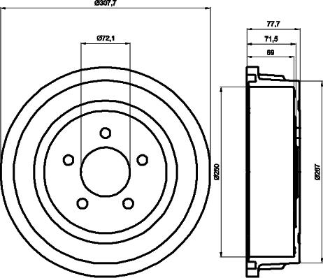 HELLA 8DT 355 300-721 - Гальмівний барабан autocars.com.ua