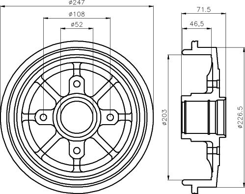 HELLA 8DT 355 300-731 - Гальмівний барабан autocars.com.ua