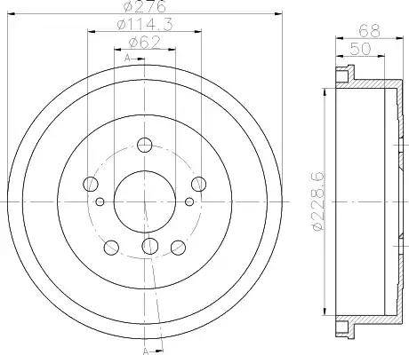 HELLA 8DT 355 300-801 - Гальмівний барабан autocars.com.ua