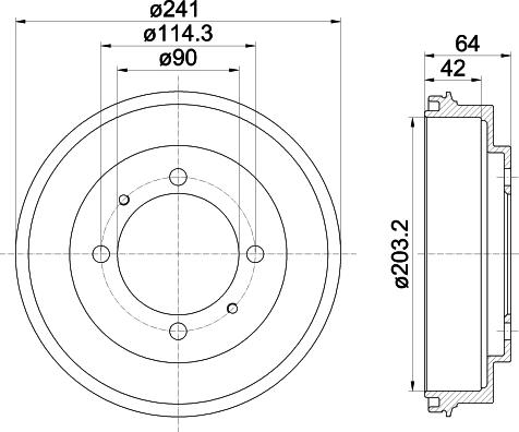 HELLA 8DT 355 300-841 - Тормозной барабан avtokuzovplus.com.ua