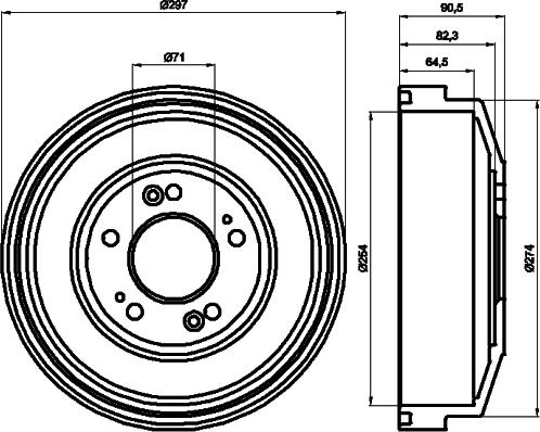 HELLA 8DT 355 300-871 - Гальмівний барабан autocars.com.ua