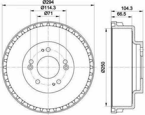 HELLA 8DT 355 300-931 - Гальмівний барабан autocars.com.ua