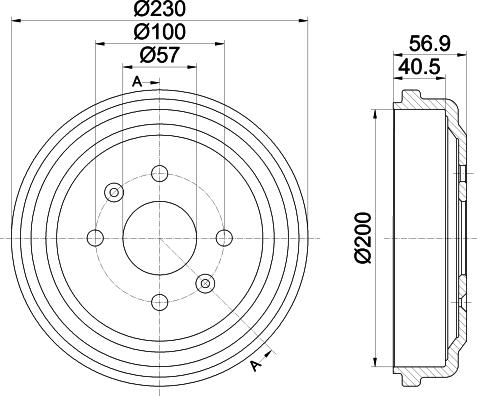 HELLA 8DT 355 300-961 - Гальмівний барабан autocars.com.ua