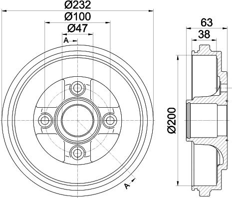 HELLA 8DT 355 301-031 - Гальмівний барабан autocars.com.ua