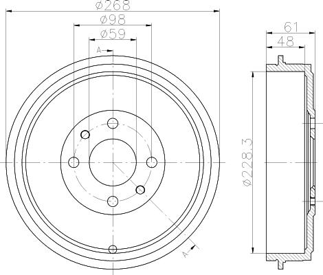 HELLA 8DT 355 301-091 - Гальмівний барабан autocars.com.ua