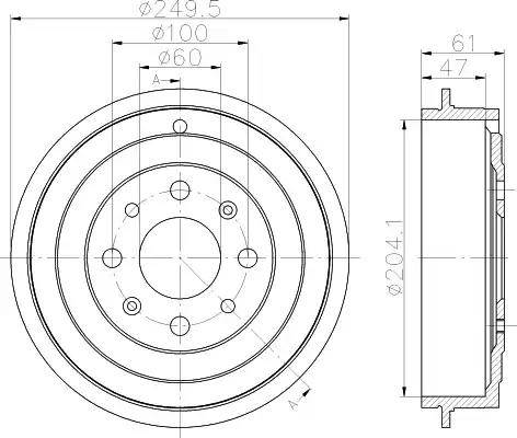 HELLA 8DT 355 301-101 - Гальмівний барабан autocars.com.ua