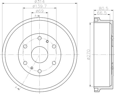 HELLA 8DT 355 301-111 - Гальмівний барабан autocars.com.ua