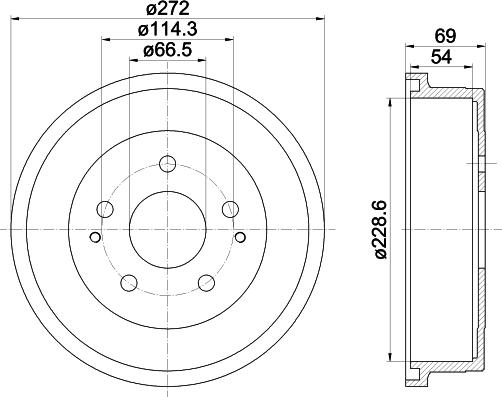 HELLA 8DT 355 301-121 - Гальмівний барабан autocars.com.ua