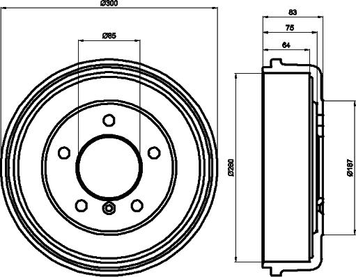 HELLA 8DT 355 301-141 - Гальмівний барабан autocars.com.ua