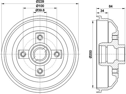 HELLA 8DT 355 301-161 - Гальмівний барабан autocars.com.ua