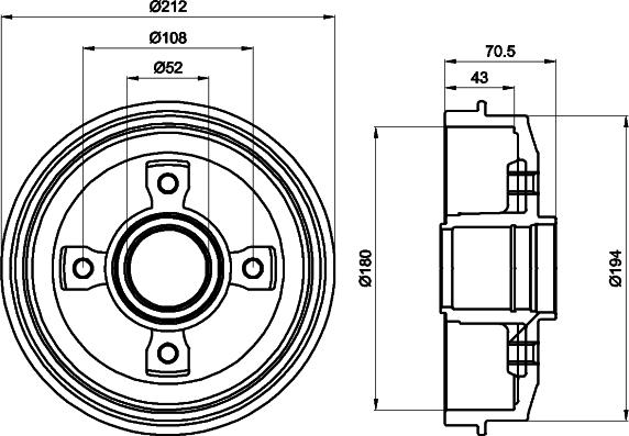 HELLA 8DT 355 301-211 - Гальмівний барабан autocars.com.ua