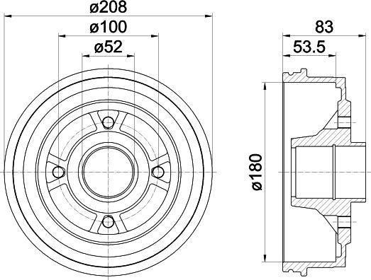 HELLA 8DT 355 301-261 - Гальмівний барабан autocars.com.ua