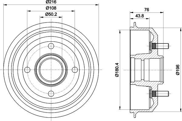 HELLA 8DT 355 301-331 - Тормозной барабан avtokuzovplus.com.ua