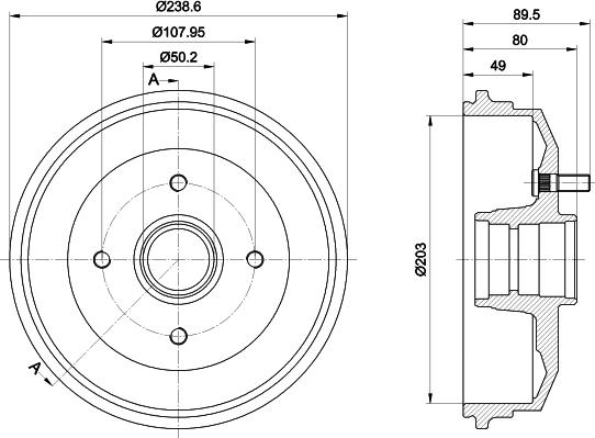 HELLA 8DT 355 301-361 - Гальмівний барабан autocars.com.ua