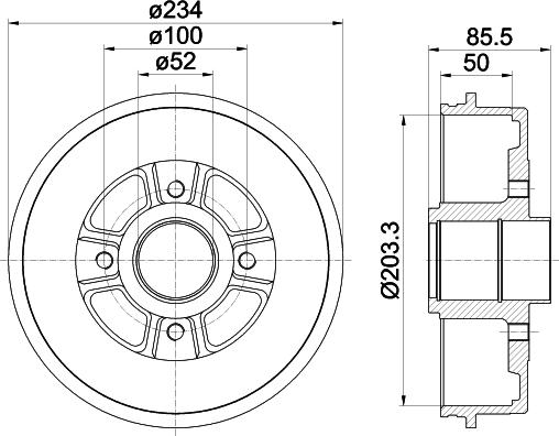 HELLA 8DT 355 301-391 - Гальмівний барабан autocars.com.ua