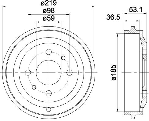 HELLA 8DT 355 301-431 - Гальмівний барабан autocars.com.ua