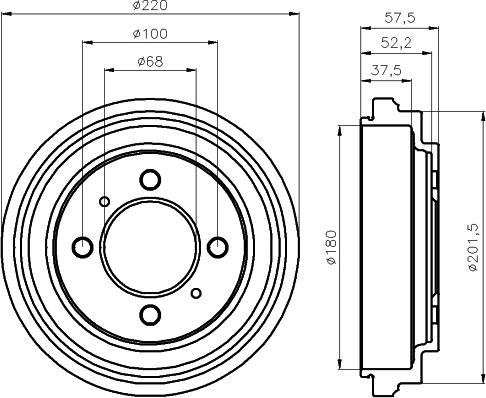 HELLA 8DT 355 301-481 - Гальмівний барабан autocars.com.ua