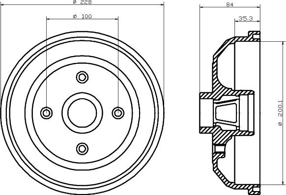 HELLA 8DT 355 301-551 - Тормозной барабан avtokuzovplus.com.ua