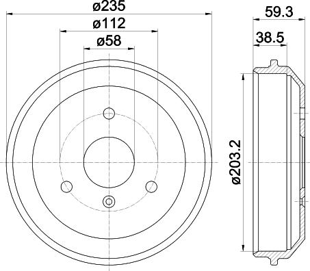 HELLA 8DT 355 301-581 - Гальмівний барабан autocars.com.ua