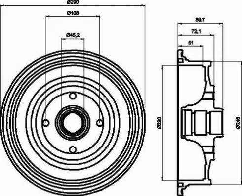 HELLA 8DT 355 301-601 - Гальмівний барабан autocars.com.ua