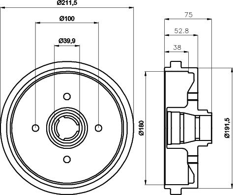 HELLA 8DT 355 301-631 - Гальмівний барабан autocars.com.ua