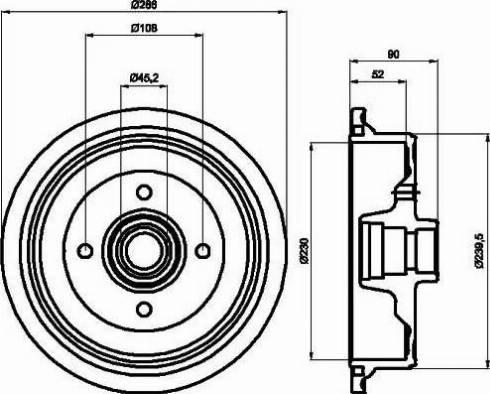 HELLA 8DT 355 301-681 - Тормозной барабан avtokuzovplus.com.ua