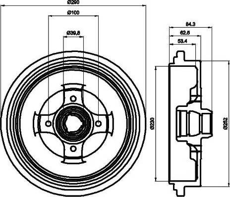 HELLA 8DT 355 301-711 - Тормозной барабан avtokuzovplus.com.ua