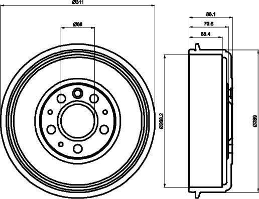 HELLA 8DT 355 301-721 - Гальмівний барабан autocars.com.ua