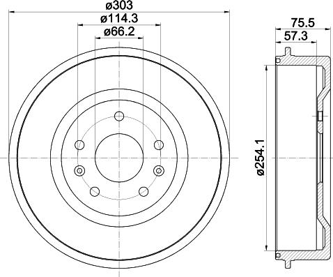 HELLA 8DT 355 301-731 - Гальмівний барабан autocars.com.ua