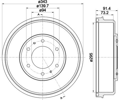 HELLA 8DT 355 301-821 - Тормозной барабан avtokuzovplus.com.ua