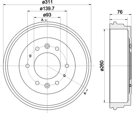 HELLA 8DT 355 301-841 - Гальмівний барабан autocars.com.ua