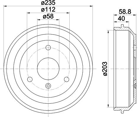 HELLA 8DT 355 301-851 - Гальмівний барабан autocars.com.ua