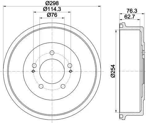 HELLA 8DT 355 301-861 - Тормозной барабан avtokuzovplus.com.ua