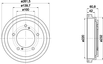 HELLA 8DT 355 301-951 - Гальмівний барабан autocars.com.ua