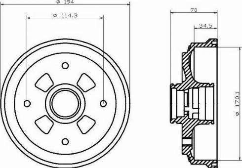 HELLA 8DT 355 302-001 - Гальмівний барабан autocars.com.ua