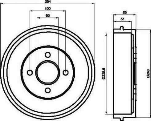 HELLA 8DT 355 302-081 - Гальмівний барабан autocars.com.ua