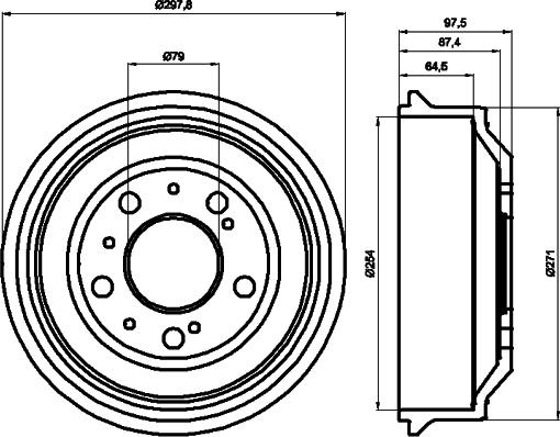 HELLA 8DT 355 302-191 - Гальмівний барабан autocars.com.ua