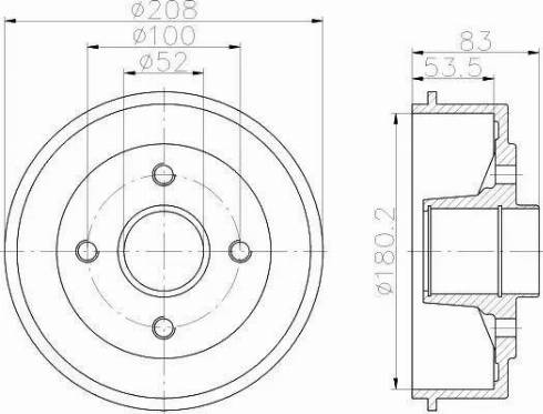 HELLA 8DT 355 302-231 - Тормозной барабан avtokuzovplus.com.ua