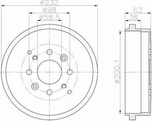 HELLA 8DT 355 302-241 - Гальмівний барабан autocars.com.ua