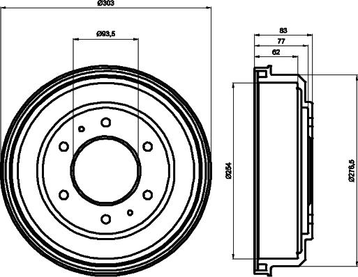 HELLA 8DT 355 302-291 - Гальмівний барабан autocars.com.ua