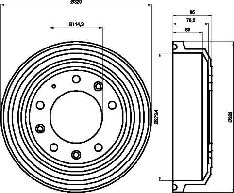 HELLA 8DT 355 302-371 - Гальмівний барабан autocars.com.ua