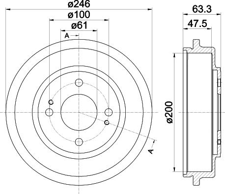 HELLA 8DT 355 302-401 - Гальмівний барабан autocars.com.ua