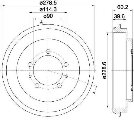 HELLA 8DT 355 302-431 - Гальмівний барабан autocars.com.ua